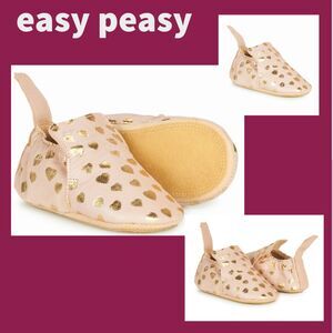 NEW Easy Peasy Newborn Baby Leather Slip On Shoes, French Sz 18-19, US 2-4